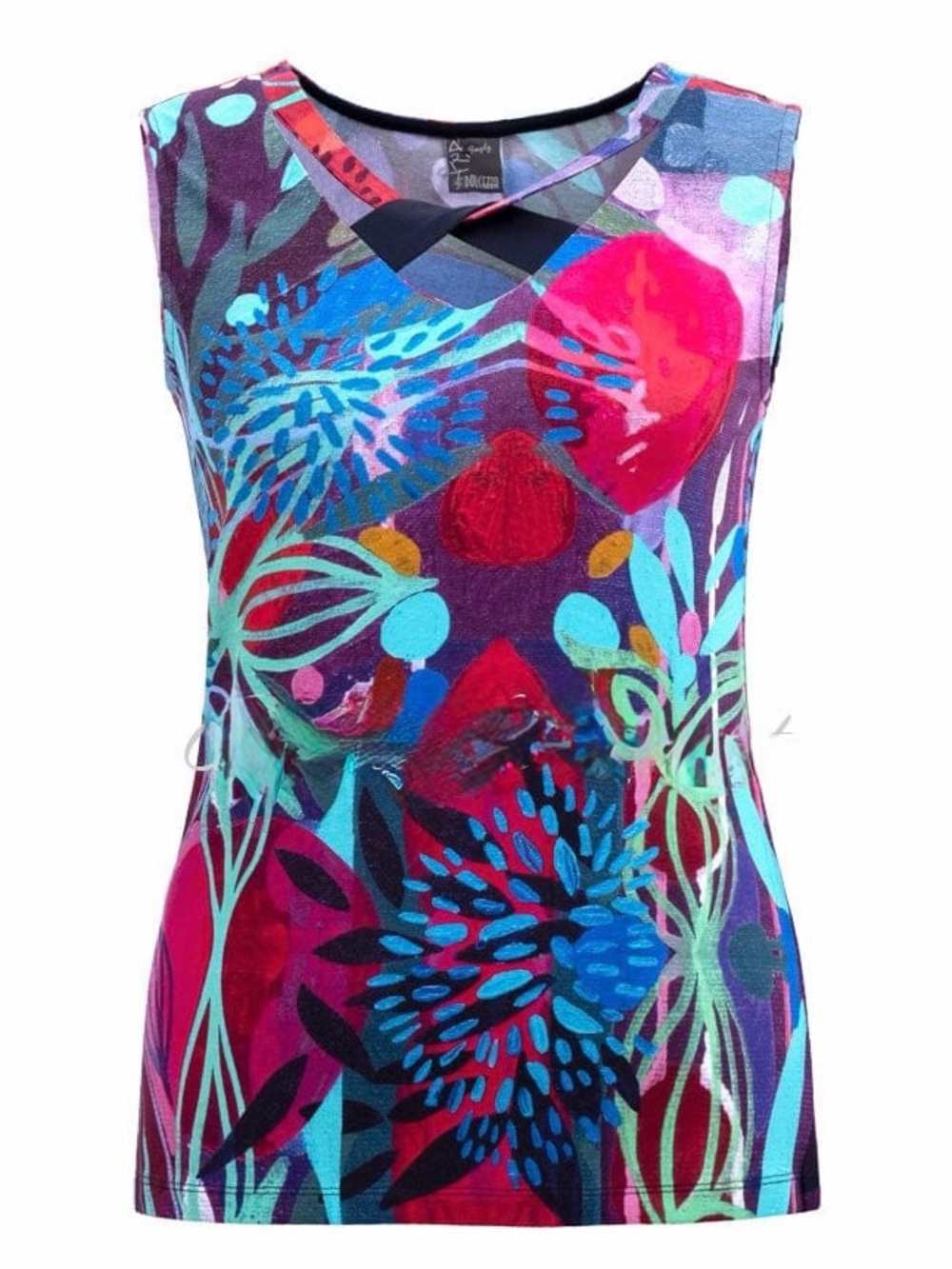 Dolcezza Simply Art Sleeveless Top w “Colour & Joy” by Artist Helen Wells Print